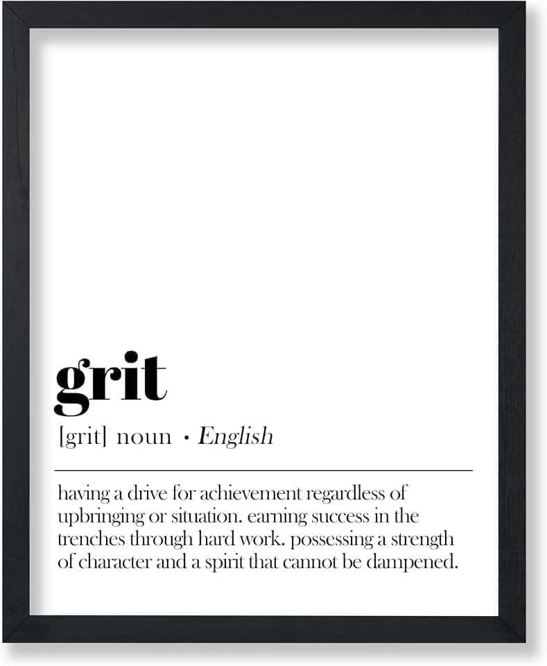 Poster Master Definition of Grit Print - Typography Poster - Dictionary Art - Minimal Gift for Men, Women & Colleague - Funny Decor for Office, Workplace or Dorm - 8x10 UNFRAMED Wall Art