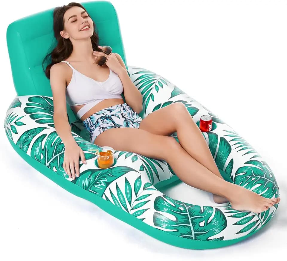 Jasonwell Inflatable Pool Float Adult - Pool Floaties Lounger Floats Raft Floating Chair Water Floaties for Swimming Pool Lake Lounge Float with Cup Holders Beach Pools Party Toys for Adults