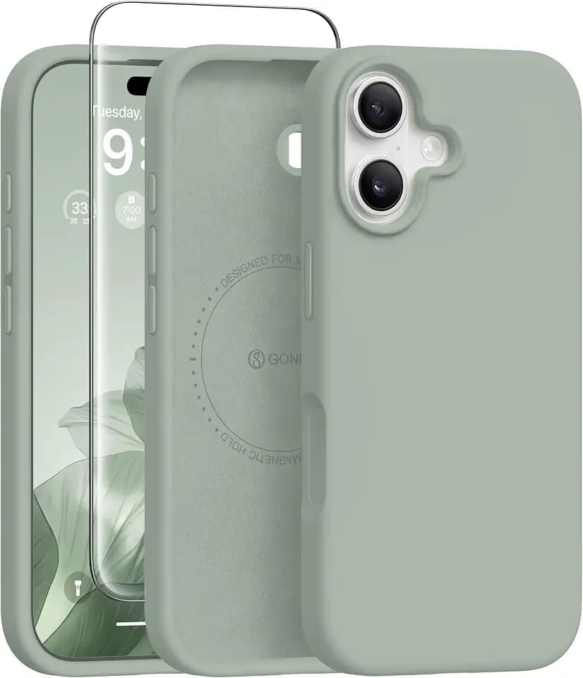 GONEZ Magnetic for iPhone 17 Case, Silicone Cover Light Green