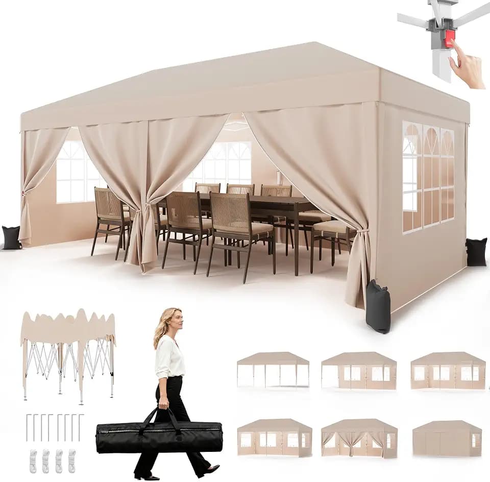 JUMMICO Pavillon 3x6 Wasserdicht Stabil Winterfest