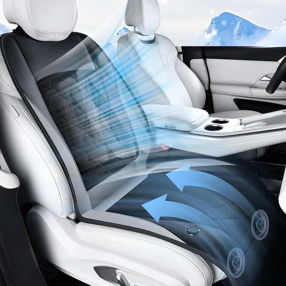 FLORICH Cooling Car Seat Cover, Ventilated Seat Cushion Cooling Car Seat Pad for Summer Driving with 8 Powerful Turbo Fans Universal Fit for Car SUV Truck Van-Grey