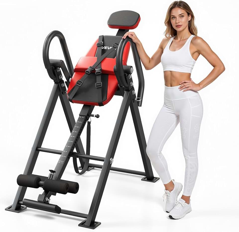 VEVOR Inversion Table, 300 lbs Capacity Heavy Duty Back Inverter Stretcher, Inverted Table with Dual-Roller Locking, Decompression Tables for Shoulders, Neck,