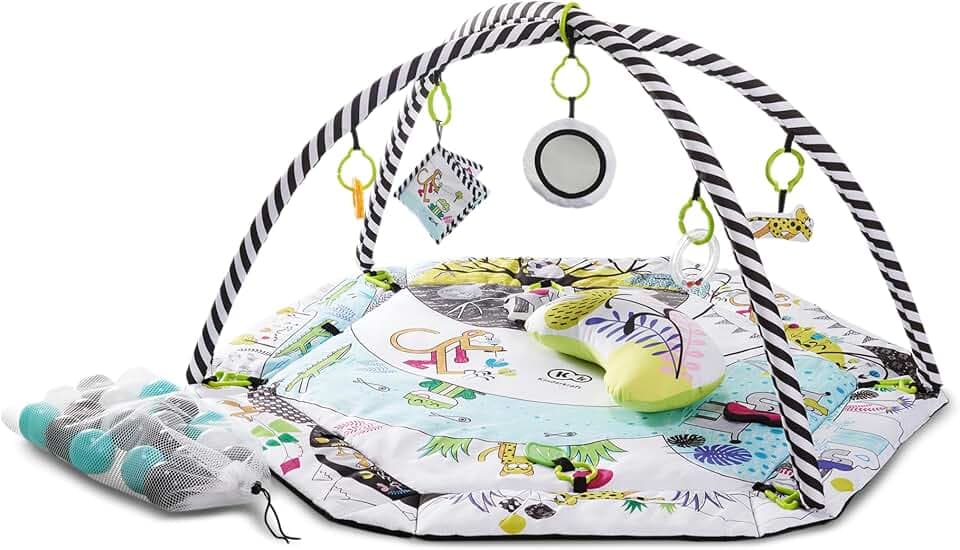 Kinderkraft Spieldecke SMARTPLAY, Erlebnisdecke, Spielmatte mit Spielbogen, Krabbeldecke, Spielzeuge, Leichter, 20 Bälle im Set, Laufgitterfunktion, Kissen, von den Ersten Lebenswochen, 0-2 Jahre