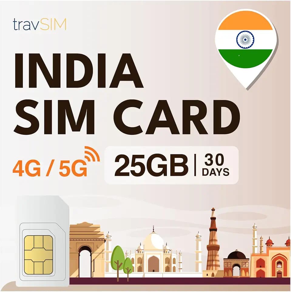 travSIM India SIM Card | 25GB Mobile Data | Data-only SIM | The Plan on This SIM Card for India is Valid for 30 Days.