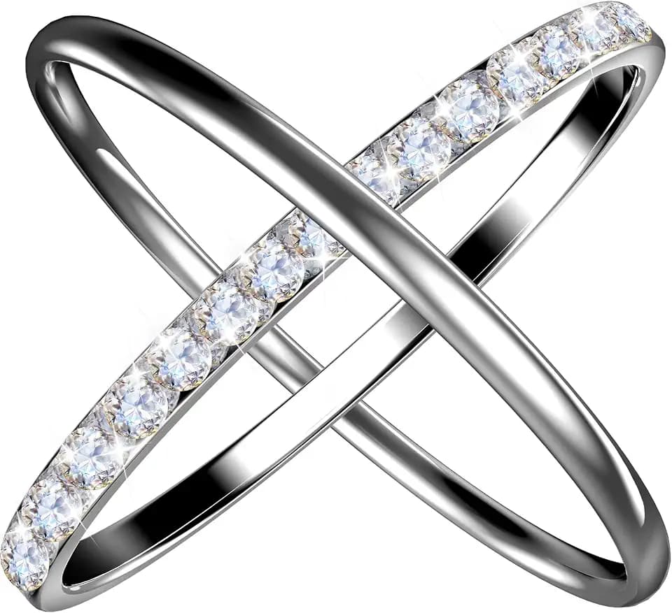 2 Pack 14K Gold Plated Stackable Rings Compatible with Oura Ring 5/Gen 4/Gen 3, Cubic Zirconia Simulated Diamond Stacking Rings Eternity Bands for Smart Ring