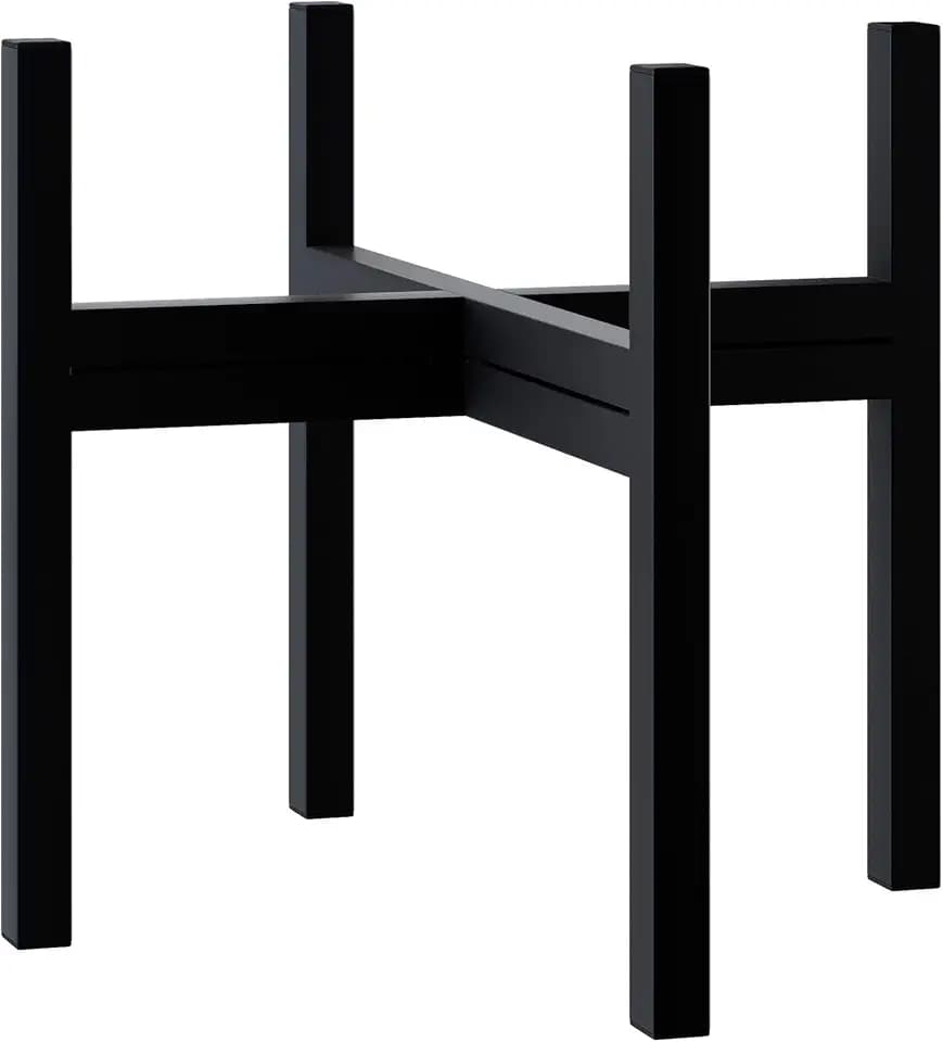 FaithLand Mid Century Plant Stand Indoor Outdoor (EXCLUDING 12" Plant Pot) , Hold Up to 12 Inch Planter, Metal Planter Stand, Potted Plant Holder, Black - Fits Snake Plant - Upgraded Design.