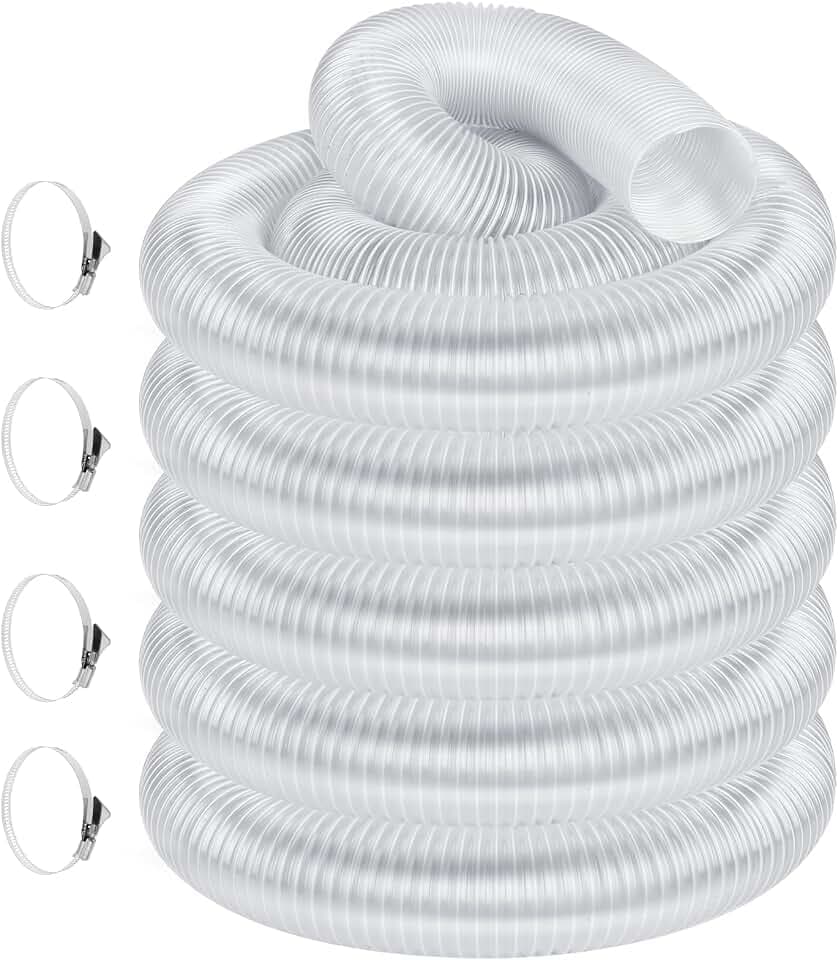 4" x 50' Heavy PVC Dust Collection Hose,Flexible Clear Debris and Fume Collection Hose with Stainless Steel Hose Clamps for Dust Collectors with 4" Ports, Ideal for Shop Vacuums