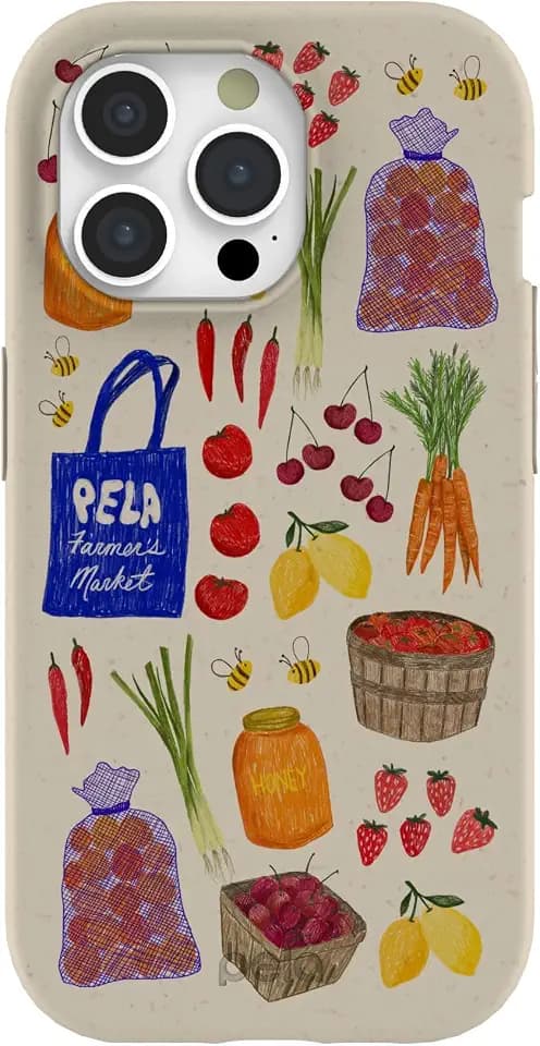 Pela | Phone Case Compatible with iPhone 15 Pro | Limited Edition | Supports Wireless Charging | Cute Eco Friendly | Market Finds