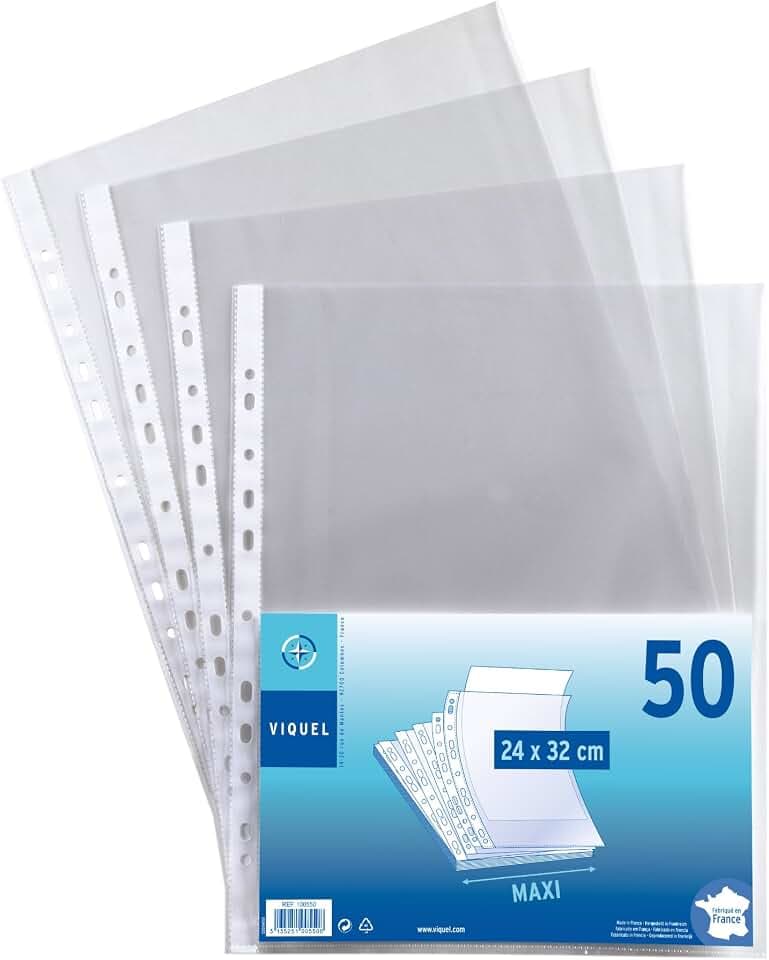 Viquel 50 Stück Prospekthüllen aus Polypropylen 24 x 32