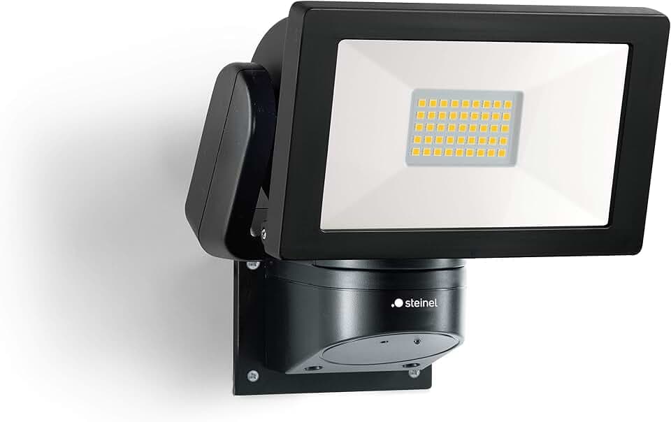 Steinel LED Strahler LS 300 schwarz, 29,5 W Flutlicht, 2704 lm Helligkeit, schwenkbar, neutralweiß (4000 K), IP44, 1 Stück (1er Pack)