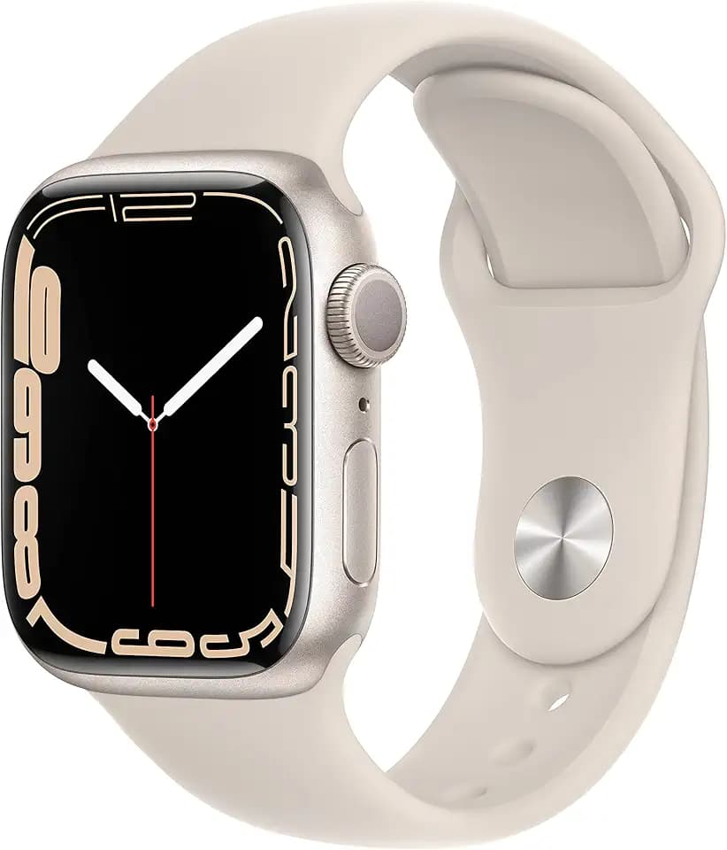 Apple Watch Series 7 [GPS 41mm] Smart Watch w/Starlight Aluminum Case with Starlight Sport Band. Fitness Tracker, Blood Oxygen & ECG Apps, Always-On Retina Display, Water Resistant