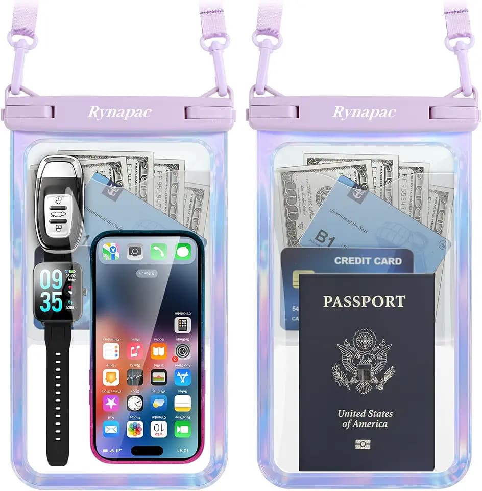 Rynapac Large Waterproof Phone Pouch Up to 10", 2 Pack IPX8 Protector Pouch
