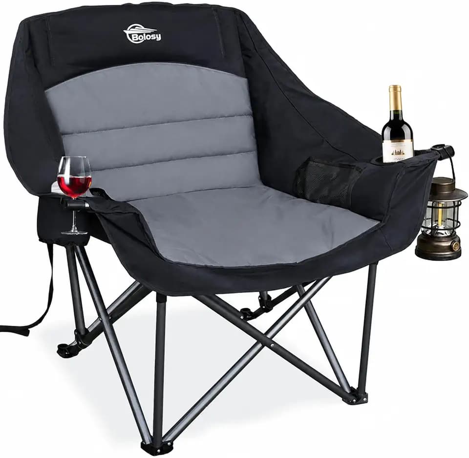 Oversized Camping Chairs for Adults Heavy Duty Folding Padded Lawn Chair