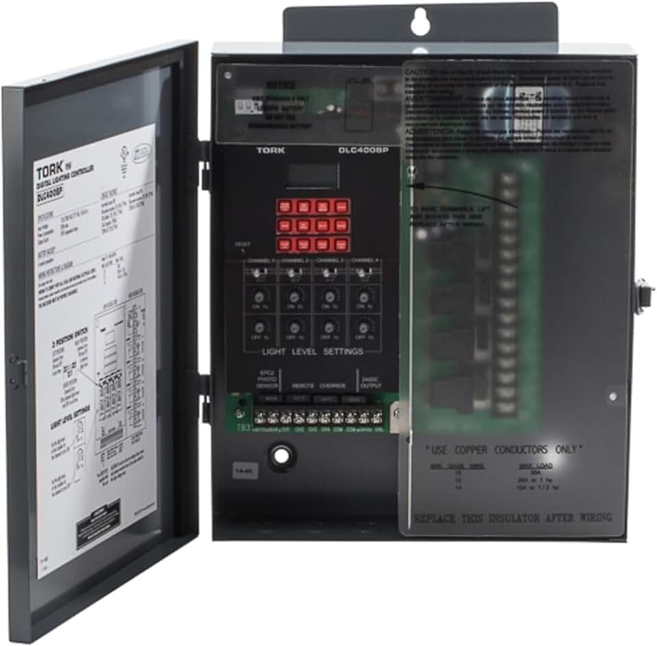 NSI DLC400BP 4-Zone Lighting Control Time Switch, 120/208-240/277 VAC-50/60 Hz Input Supply, SPDT Output Contact