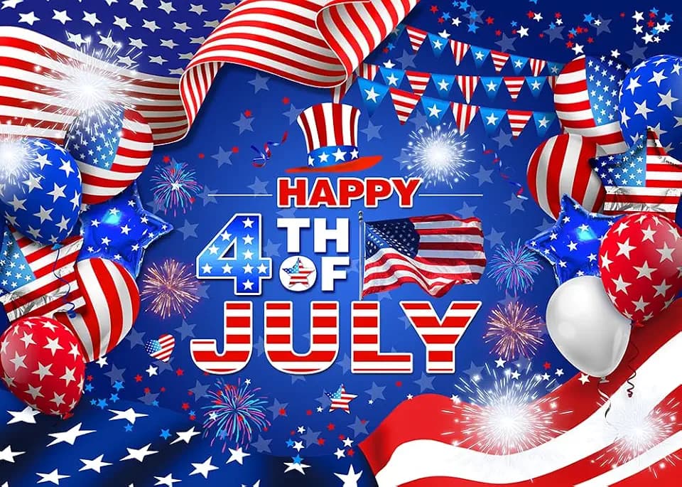 7x5ft Happy 4th of July Backdrop Independence Day Patriotic Party American National Day Photography Background Memorial Day Patriotic Family Reunion Party Supplies