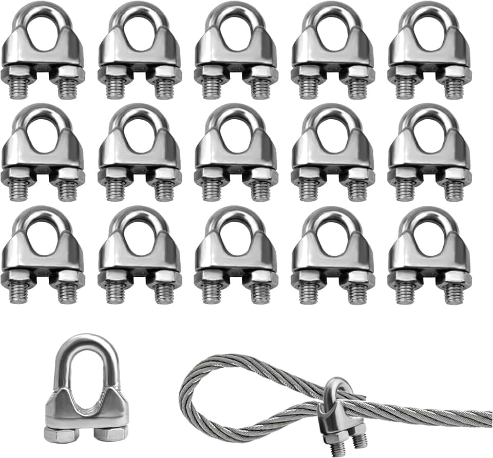 Seilklemmen 16 Stück - Edelstahl Drahtseilklemme M5,5mm Seilklemme