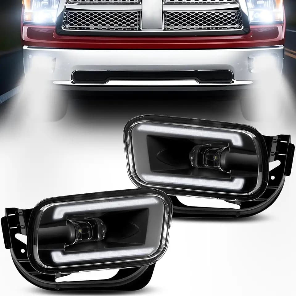 Upgrade LED Fog Lights Compatible with 2009-2012 Dodge Ram 1500, 2010-2018 Dodge Ram 2500 3500 Front Bumper Driving Fog Lamps 1 Pair of Fog Lights