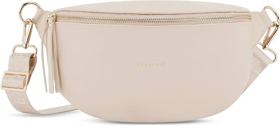 Expatrié Bauchtasche Damen Beige - Alice Medium - Gürteltasche für Festival, Reisen & Alltag aus Veganem Leder - Brusttasche Stylisch - Wasserabweisend