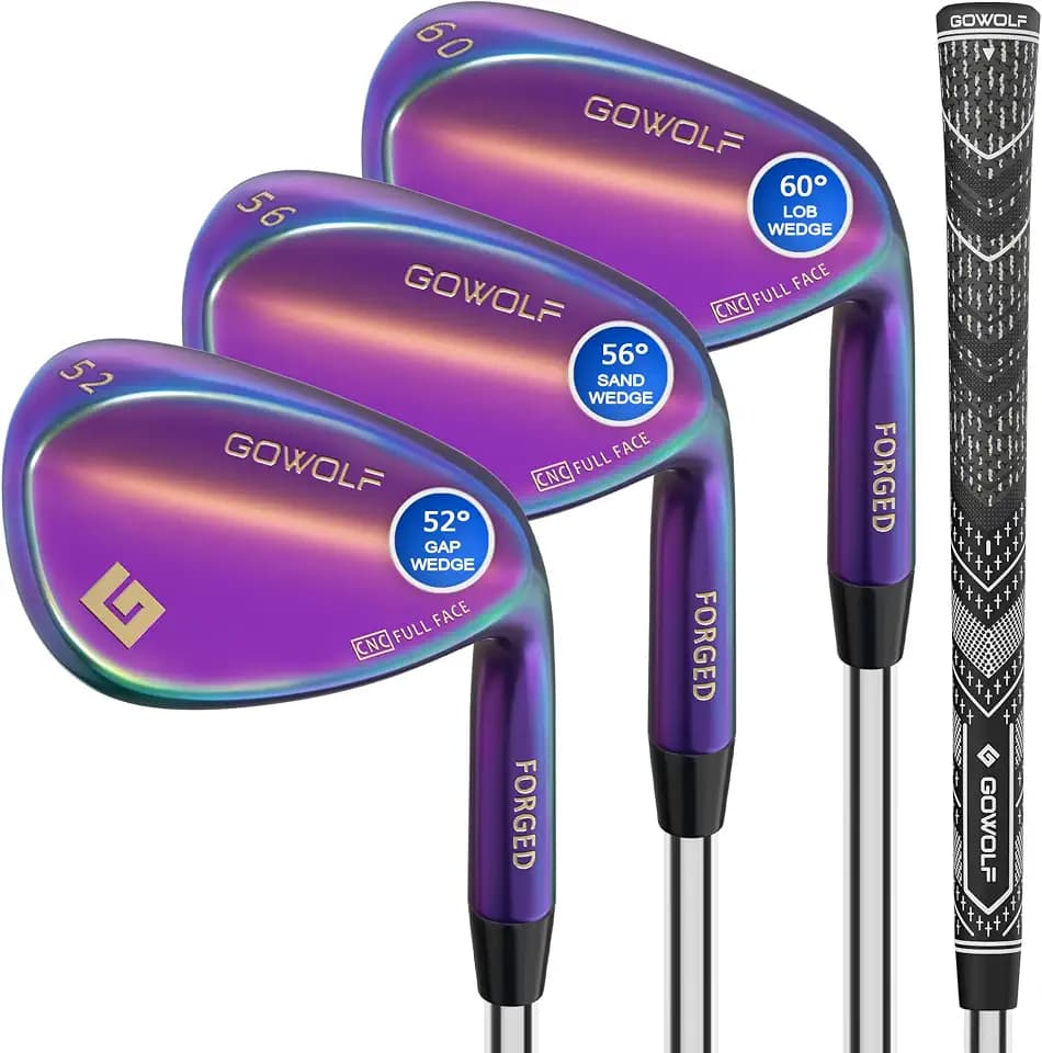 Gowolf Forged Golf Wedges 50/52/54/56/58/60/69 Degree Single or Sets for Men, Right Hand Premium Full Face Gap Wedge Sand Wedge Lob Wedge Golf Club, Great Golf Gifts - CNC Milled Face for More Spin