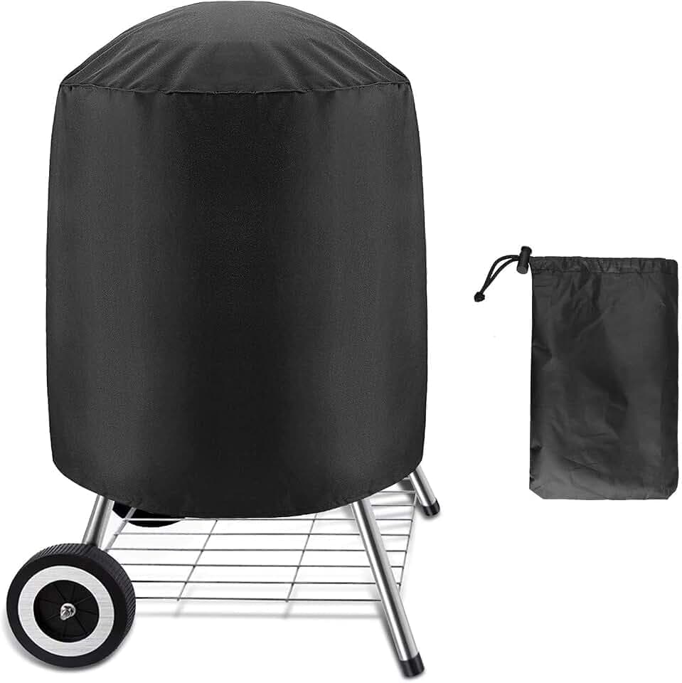 Linkstyle Round BBQ Cover, 24" D x 28.5" H Kettle Grill Cover for Weber Charcoal Kettle Char-Broil, Waterproof Dome Smoker Cover