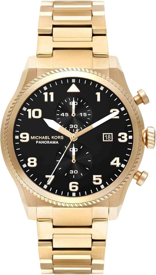 Michael Kors Panorama Men's Watch, Stainless Steel Watch for Men with Steel or Leather Band