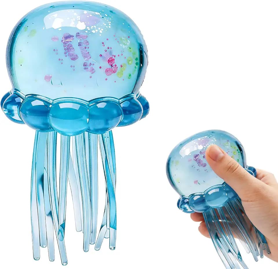 Qualle Squishy,Jellyfish Squishy Toy,Quallen Quetschspielzeug,Jellyfish Fidget Sensorisches Toy Für Kinder Erwachsene,Glitzer Anti Stress Ball Für Stressabbau Geburtstagsgeschenke