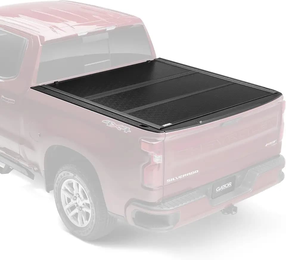 Gator Hard Tri-Fold Truck Bed Tonneau Cover - Easy-to-Install - No-Drill Installation - Durable Aluminum Fold-Up Tonneau Cover - Low-Profile Design - 2019-2026 Chevy/GMC Silverado/Sierra 6'7" Bed