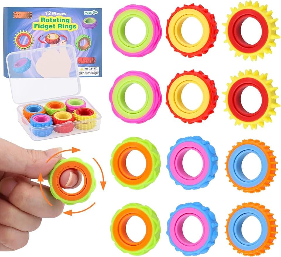 Fidget Ring Toys für Kinder Erwachsene, 12 Pcs Anti Stress Ring Akupressur