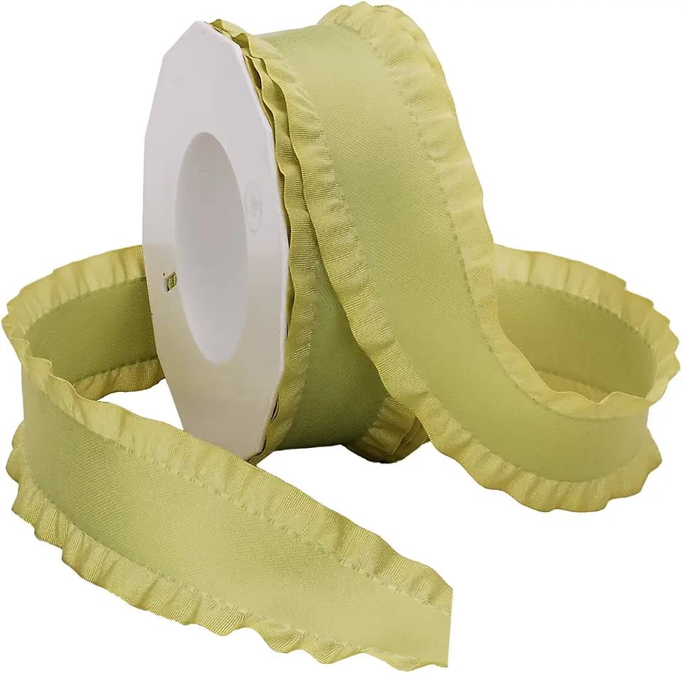 Morex Ribbon Double Ruffle Ribbons for Wedding Bridal Shower Décor, Gift Wrapping, Birthday, Sewing and Crafts, 1-1/2-Inch by 16.5-Yard, Willow