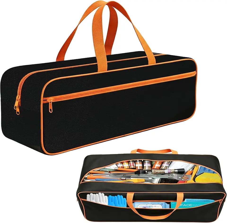 Grill Utensil Tool Storage Bag for Outdoor Grilling, Extra Large 25" x 10" x 8" BBQ Accessory Storage, Heavy-Duty Utensil Grill Accessories Organizer Case Storage Compatible with Blackstone