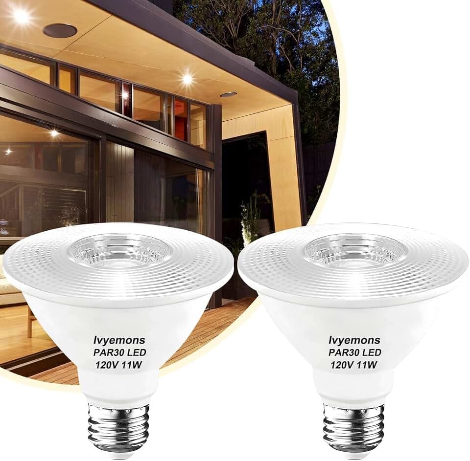 PAR30 Short Neck LED Flood Light Bulbs Dimmable 11W 2700K 2 Pack