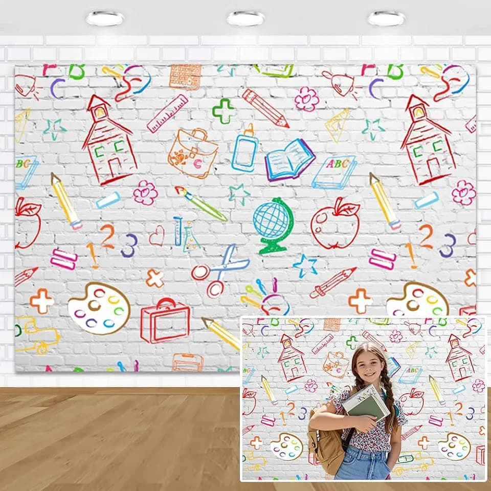 Fabric 7x5ft Back to School Photography Backdrop Welcome Classroom Banner