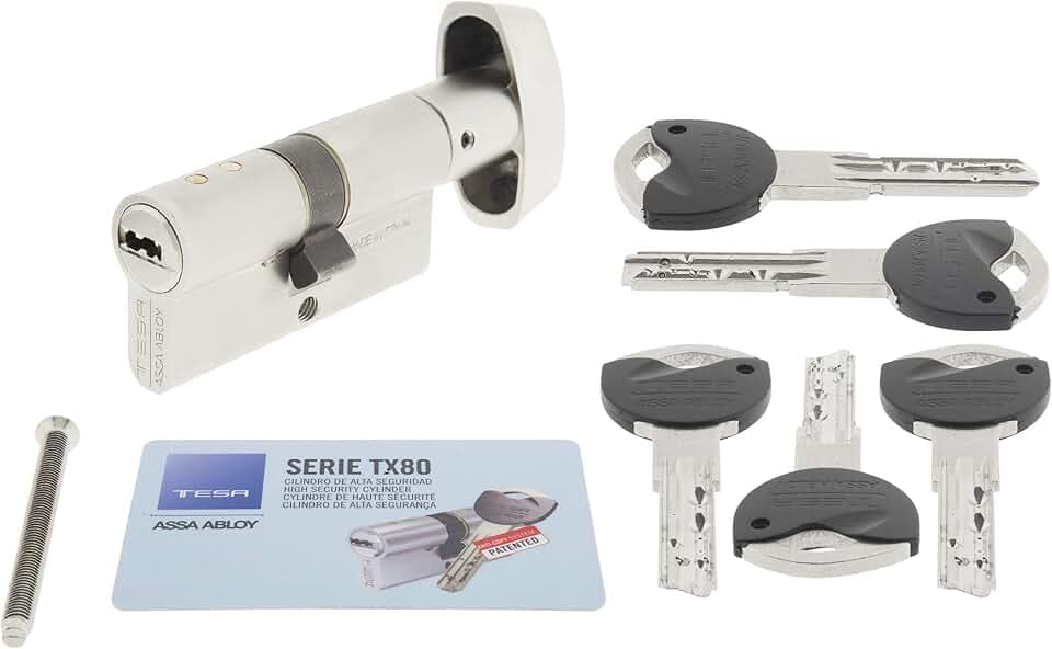 TESA TX8B3035N Europrofilzylinder TX80, 30 x 35 mm, für Europrofil-Schlösser an Wohn- und Gewerbetüren, einfache Montage von außen mit nur einer Schraube