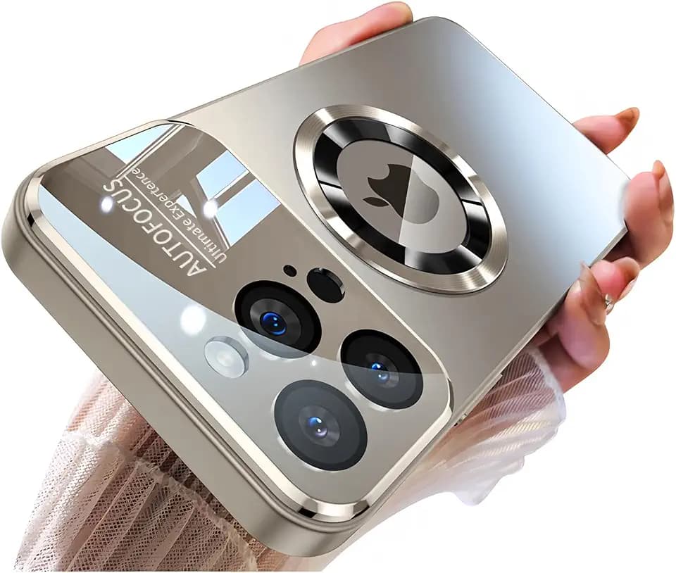 Magnetic Crystal Camera Cover Case for iPhone 16 Pro Max,Silver