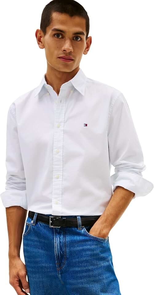 Tommy Hilfiger Herren Flex Poplin Fake Solid Rf Shirt Mw0mw41711 L/S Shirt (1er Pack)