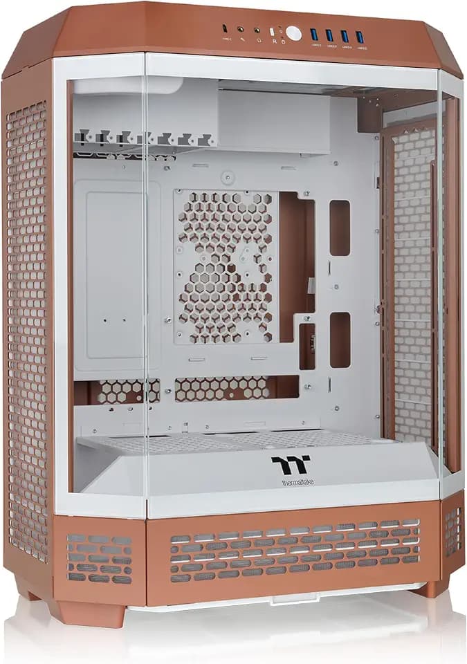 Thermaltake Tower 600 Mid Tower; 2x140mm CT Fans Included; 420mm Radiator Support; 400mm GPU Clearance; Hidden Connector Support; Rotatable PCIe Slots; Mocha Mousse; CA-1Z1-00MUWN-00