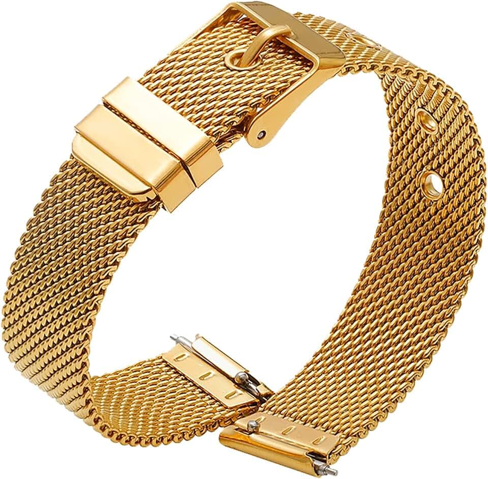 Edelstahl Mesh Uhrenarmband für Herren und Damen, Mesh Uhrenarmbänder mit Schnellverschluss für10mm 12mm 14mm 16mm 18mm 20mm 22mm Smartwatch