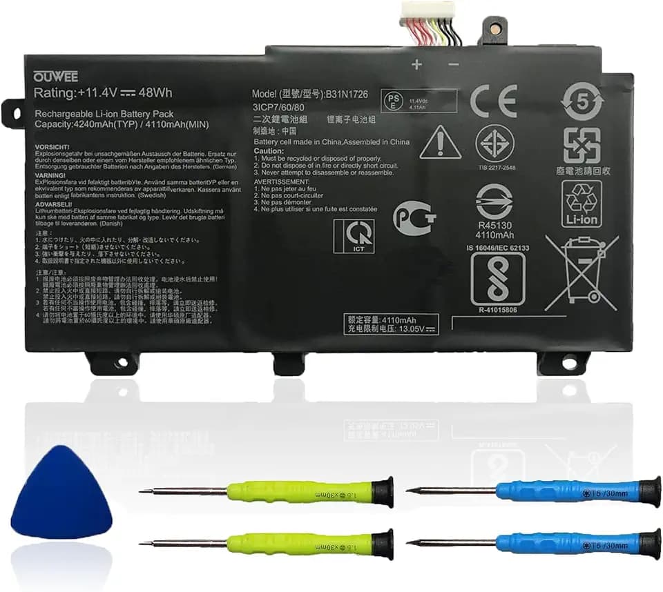 B31N1726 Battery for Asus FX80 FX86 TUF FX504 FX504G FX504GD FX504GE FX504GM FX505 FX505DT FX505DV FX505DU A15 FA506IU A17 FA706II Serie 11.4V 48Wh(Shape-A)