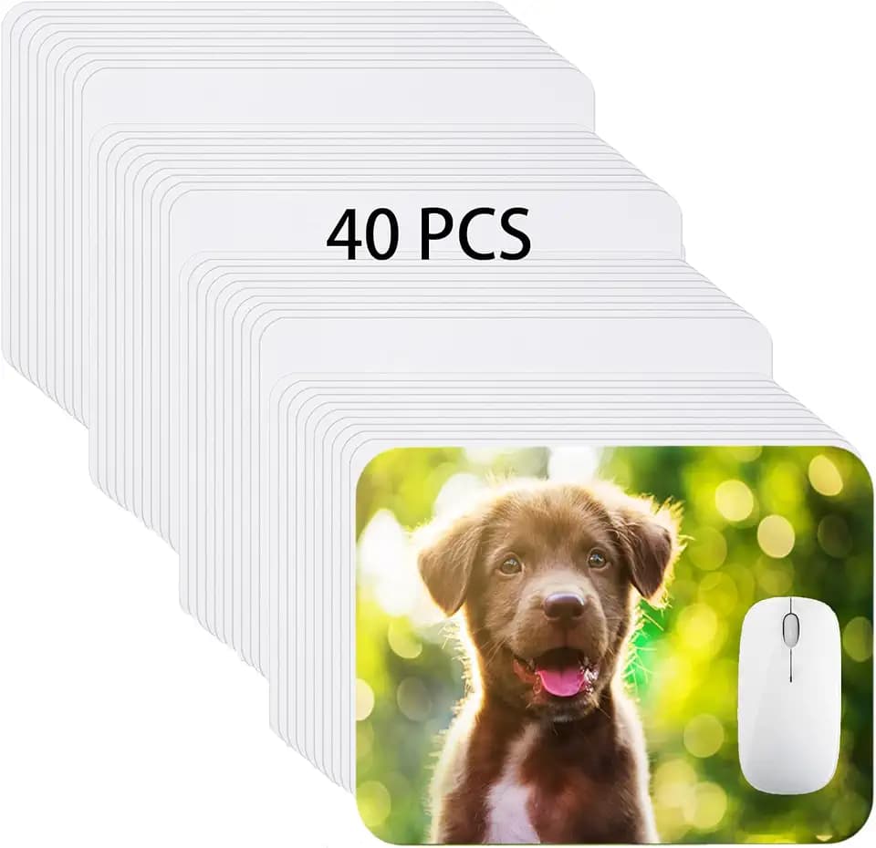 Nicunom 40 Pcs Sublimation Mouse Pad Blanks, Heat Press Printing Crafts Mousepads 3mm Thick DIY Custom Mouse Pads Anti-Slip Rubber Mouse Mat for Office Laptop Computer Gaming