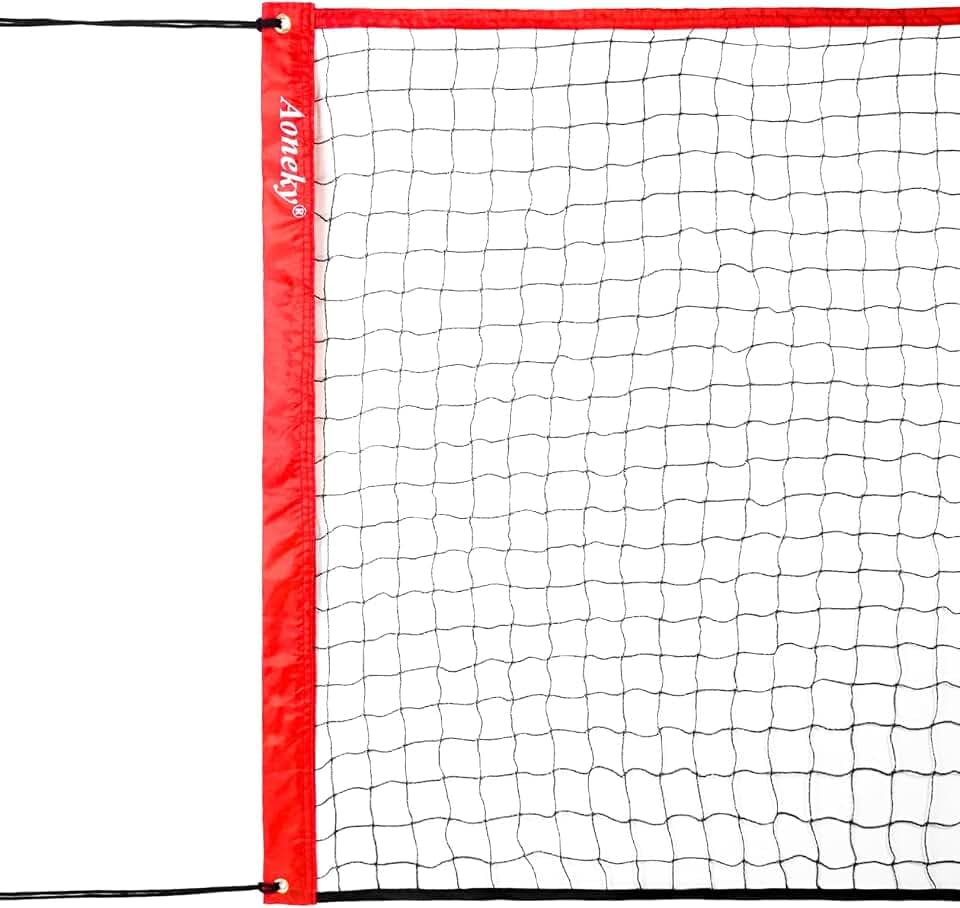 Aoneky 9.6m/6.4m/4.5m Volleyballnetz für Garten Strand Pool Indoor Outdoor, Tragbares Badminton mit Befestigungsseilen