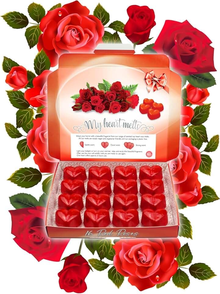 Red Roses Duftwachswürfel - Duftwachs für Duftlampe Teelicht & Elektrisch, Wax Melts aus Sojawachs, Vegan & Tierfreundlich, Raumduft Duft Wachs Aromatherapie