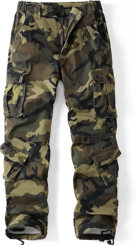 AKHlKING Women's Cargo Pants Work Camo Cotton Casual Combat Wild Outdoor Ripstop Trousers with 8 Pockets