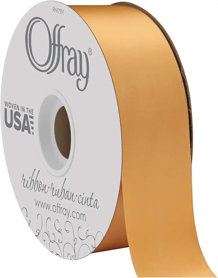 Offray Berwick 1.5" Wide Double Face Satin Ribbon, Golden Ale Yellow, 50 Yds