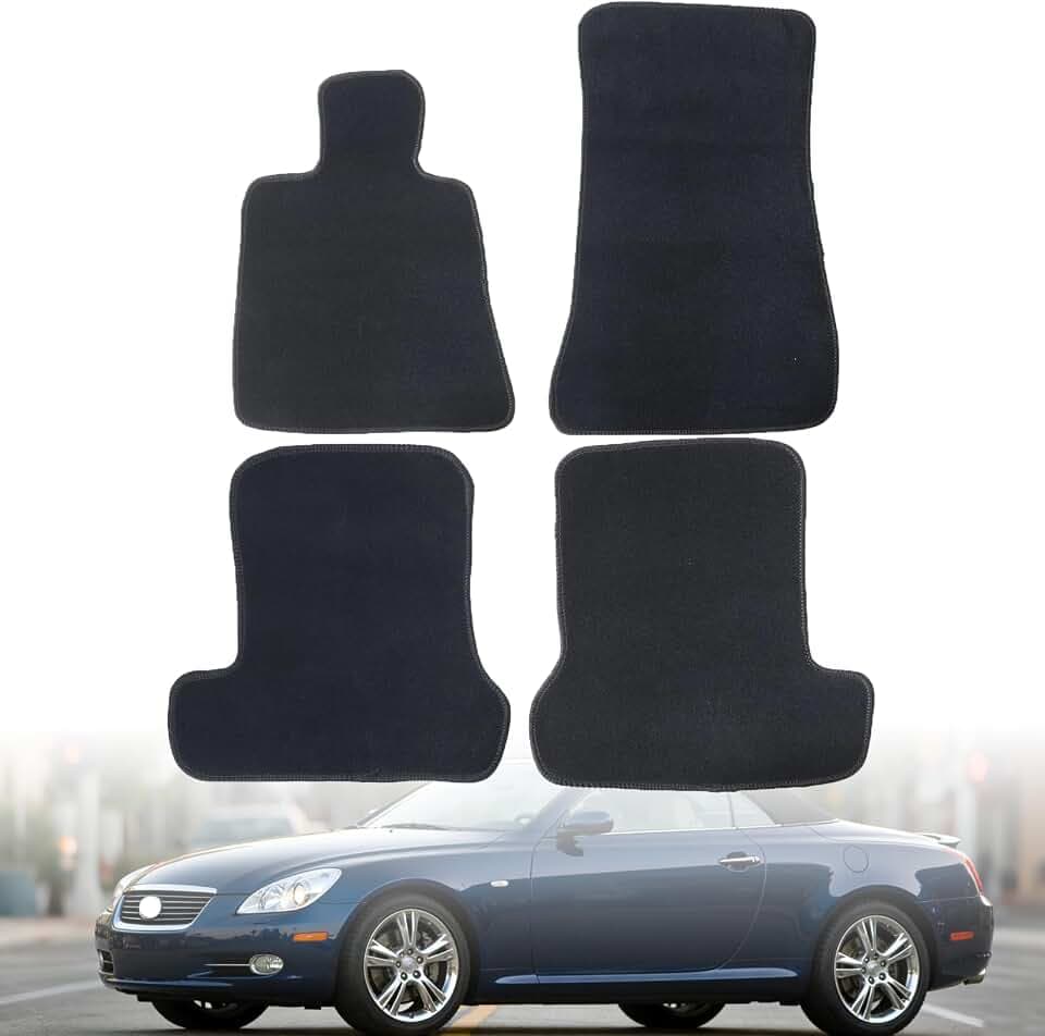 GXARTS Car Waterproof Floor Mats Carpet Full Set Compatible with Lexus SC430 2002-2010 | All-Weather Protect, Black Velour Automobile Floor Liner Accessories