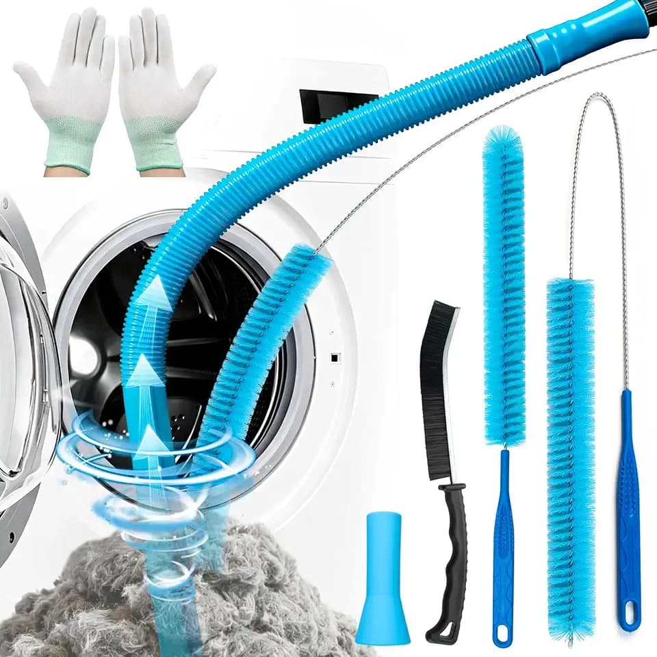 Dryer Vent Cleaner Kit with Dryer Vacuum Hose Attachment Suitable for Most Vacuum Cleaners, Twrrnbv Dryer Cleaner Lint Brush Remover, Duct Cleaning Tool for Laundry Room, Cleaning Accessories (Blue)