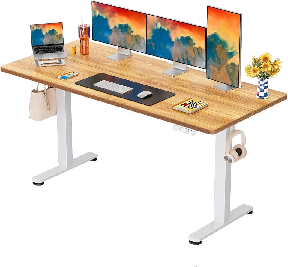 ErGear Höhenverstellbarer Schreibtisch 160x80cm 4-Speicher Geteilte Platte