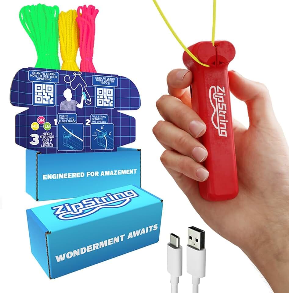 ZipString Original – Bekannt aus dem Shark Tank – klassisches Seilwerfer-Spielzeug, perfekt für Kinder und Erwachsene – Fliegen Sie eine Schnurschlaufe in der Luft für endlose Tricks und Spaß