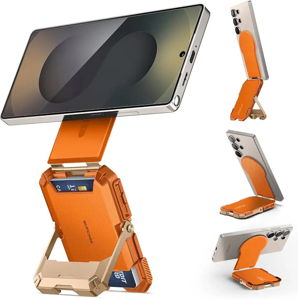 SUPCASE for MagSafe Wallet with Adjustable Stand, 5-Card Holder, Coral