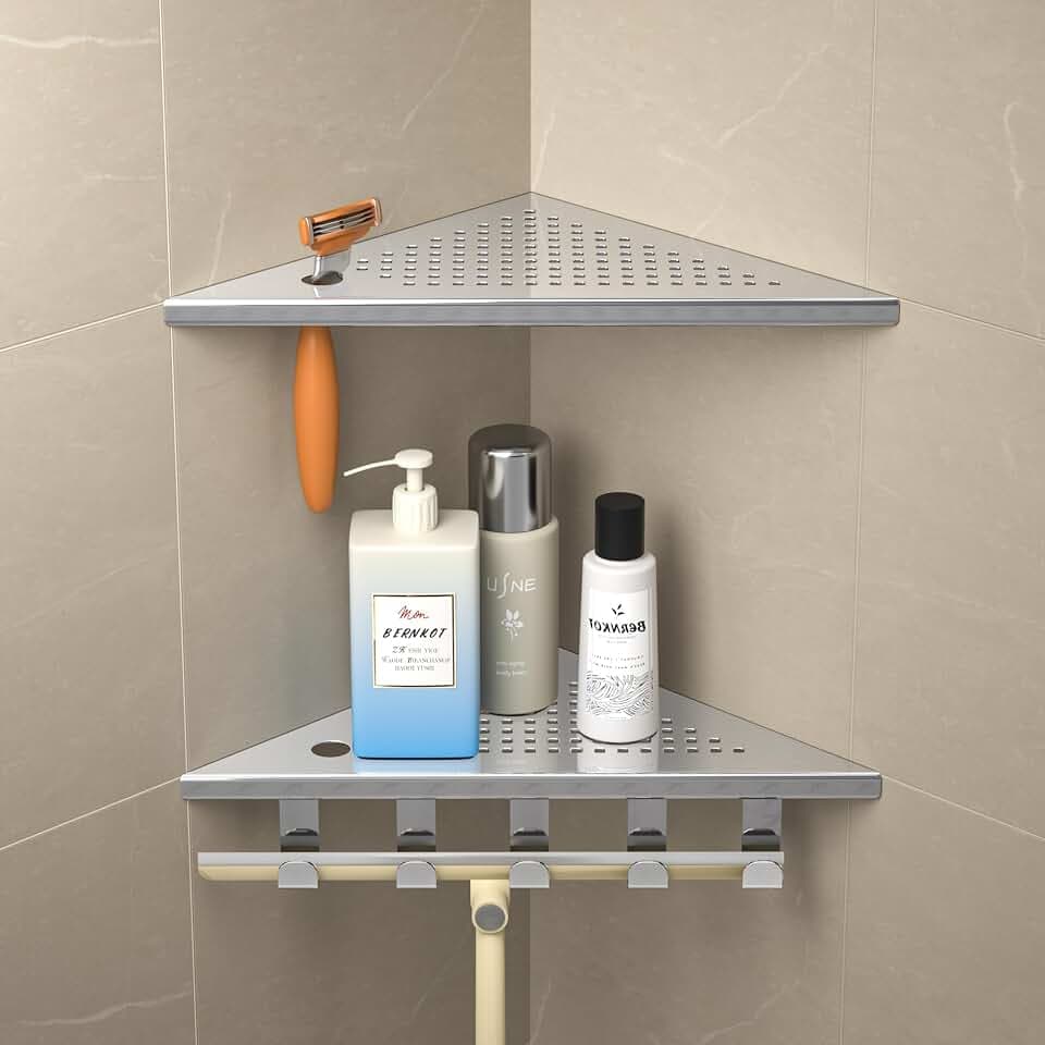 Eck-Duschregal aus 304-Edelstahl, 25,4 cm Eckregal für die Dusche