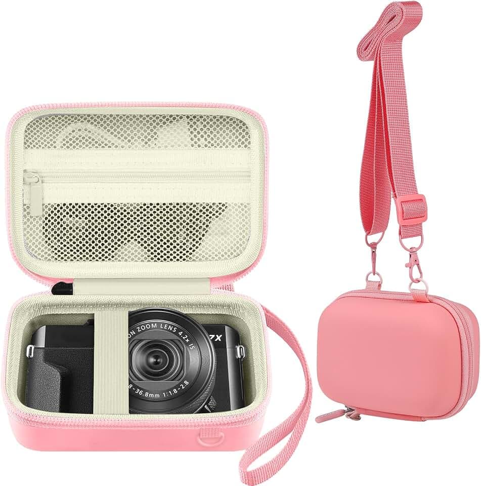 Leayjeen Digital Camera Case Compatible with Canon PowerShot G7 X Mark II/ G7X Mark III Digital 4K Vlogging Camera,Compact Digital Camera-Pink(Case Only)